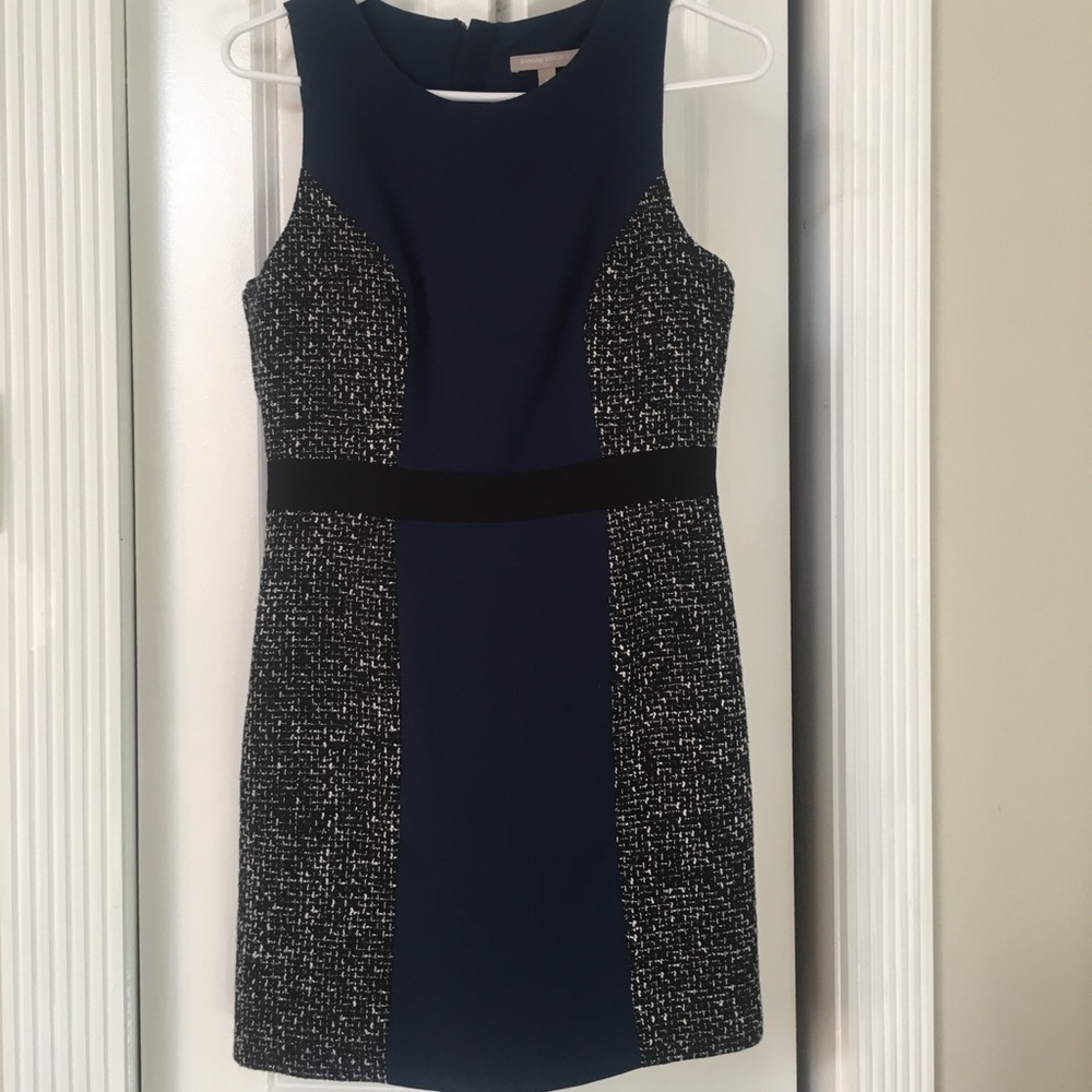 Navy and Tweed Sheath Dress